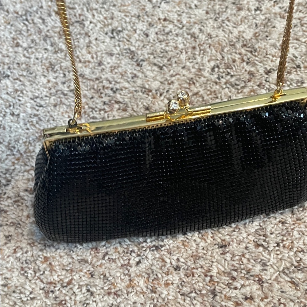 Elegant Black Evening Clutch whiting and Davis with matching coin purse - Picture 3 of 7